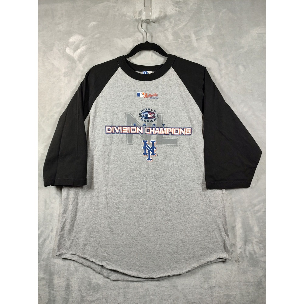 Mens Alstyle New York Mets 2006 NL East Division‎ Champions Raglan XL Gray Black